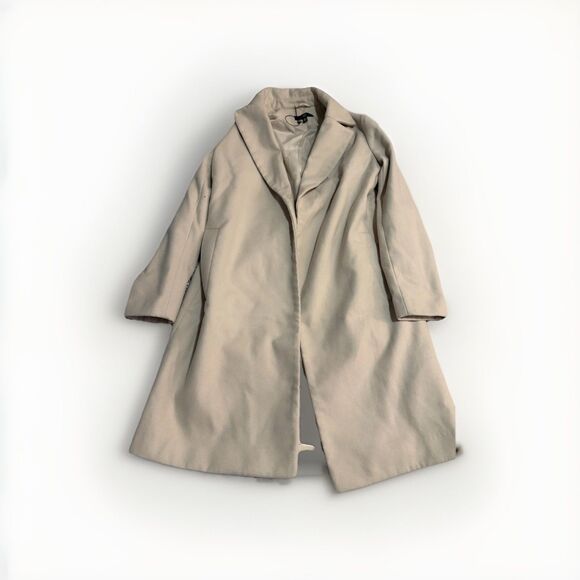 Missguided Jackets & Blazers - Missguided Womens Beige Belted Wool Blend Coat Wrap Mid Length Size US 4 Small